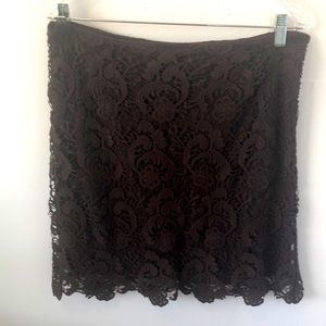 INC International Concepts Brown Lace Mini‎ Skirt Sz 8 - EUC